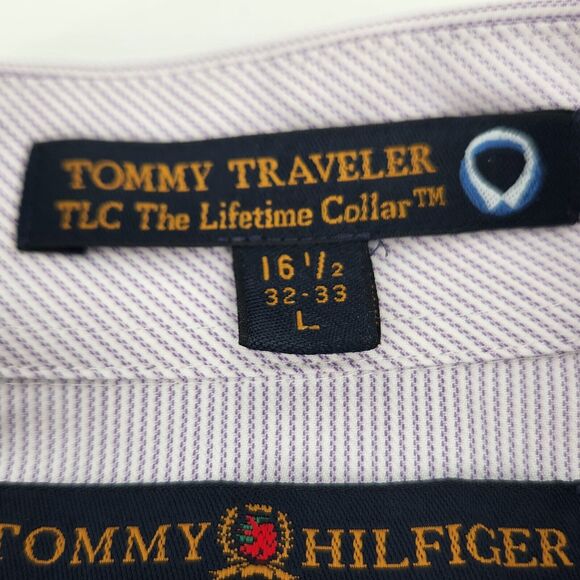 Tommy Hilfiger Shirt Mens Large Lavender Striped Long Sleeve Pocket Button-Down - Picture 5 of 8